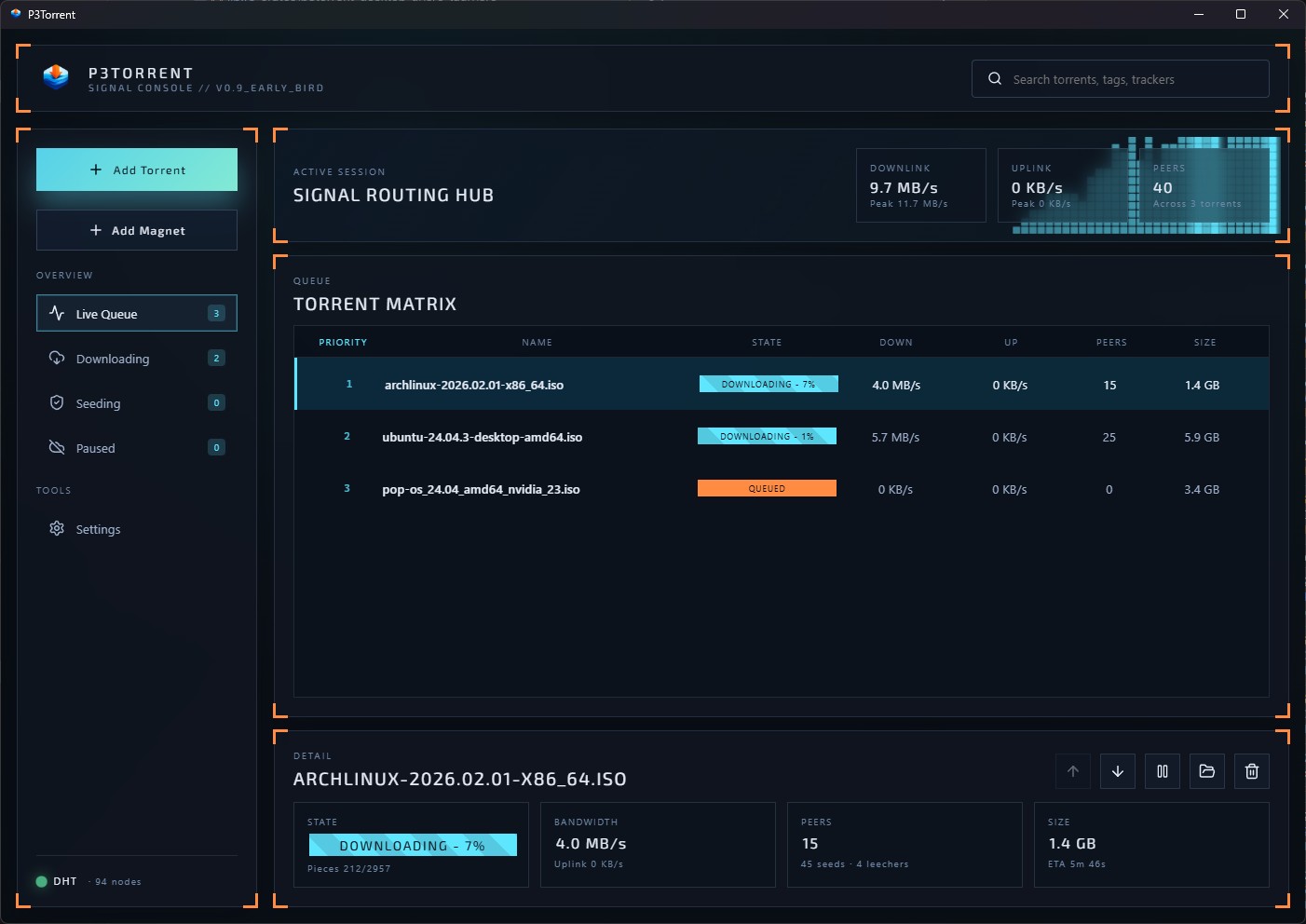 P3Torrent Main Interface